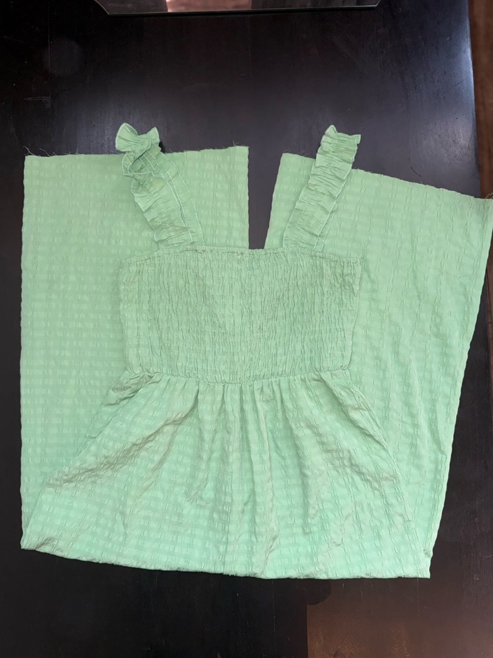Daisy Mint Green Smocked Jumpsuit with Ruffle Straps